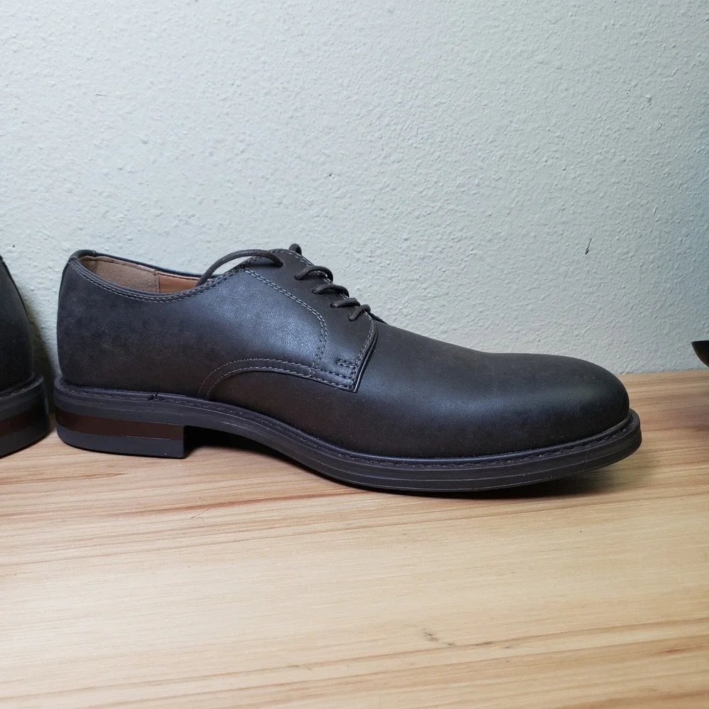 R2 Report Mens Size 10 Eric Lace Up Oxford Loafers Black Faux Leather Dress Shoe